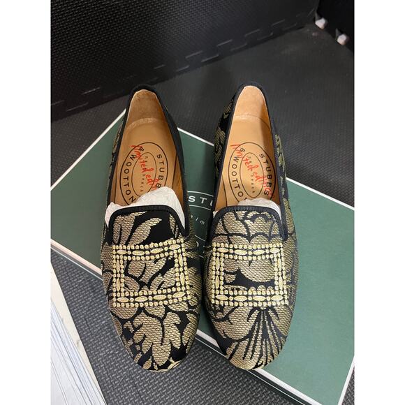 Stubbs and Wootton Palm Beach Limited Edition Black Gold Floral Loafer Size 5 - Picture 13 of 13